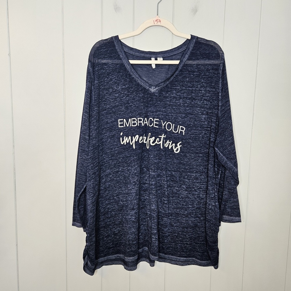 Est 1946 Navy Blue V Neck Tee‎ Shirt Lightweight Size 26/28W Embrace Your...